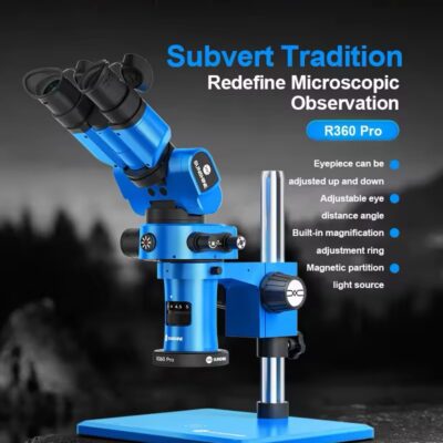 Sunshine R360 Pro Trinocular Microscope Foldable Rotating Design 7-45X Magnification 180° Eyepiece Adjustment Microscope
