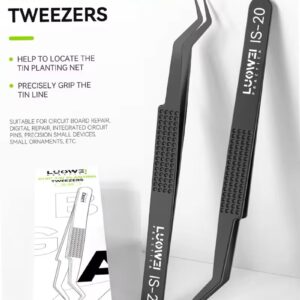 LUOWEI IS-20 IC Nand Soldering Tweezers Precision Super Hard Forcep For Tin Planting BGA Mesh Fixed CPU Board Repair Hand Tools