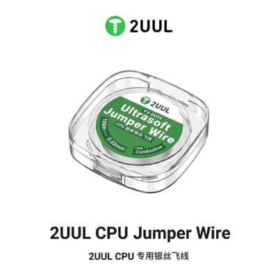 2UUL FX-002S Ultra-Soft CPU Jumper Wire - 0.02mm Conductive Cable 100m Roll for Micro-Soldering PCB & iPhone Motherboard Repairs