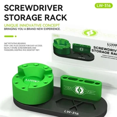 LUOWEI LW-316 Screwdriver Organizer Rail Rack 360 Rotating Storage with Built-in Magnets for Repair Screwdriver Container