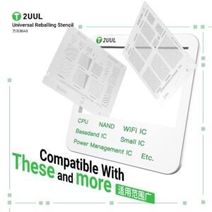 2UUL Universal Reballing Stencil Kit 2Pcs 0.2mm-0.85mm Mobile Phones BGA Chip Repair Solder Ball Grid Array PCB Rework Tools