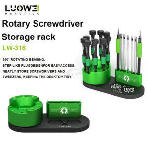 LUOWEI LW-316 Screwdriver Organizer Rail Rack 360 Rotating Storage with Built-in Magnets for Repair Screwdriver Container