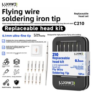 LUOWEI C210 Interchangeable Head Set 0.1mm Ultra-Fine Tip Mobile Phone Motherboard Screen Flying Wire Soldering Iron Tip Repair
