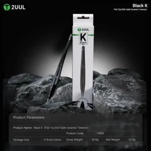 2UUL TW32 Precision Ceramic Tweezer for Mobile Phone CPU IC PCB Repair Clamping Flat Tips Exact Grips Glue Removal Tweezers