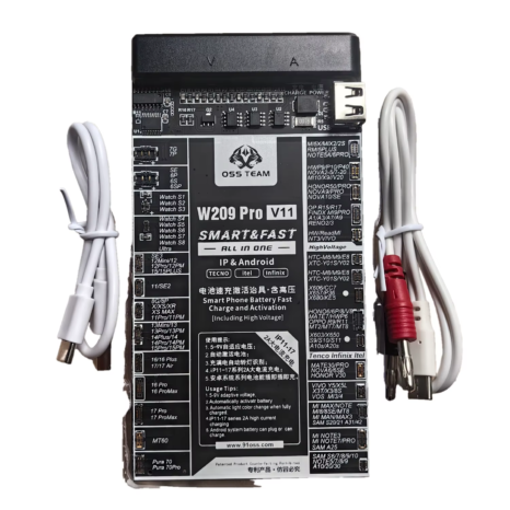 OSS W209 Pro V11 2 in 1 Battery Board Fast Charging & Activation Board for 6-13 14 15 16 17 Pro Max Samsung Battery Testing Tool