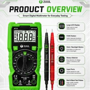 2UUL MT30 Smart Auto-Reset Smart Digital Multimeter with clear LCD Display Mobile Phones Repair Tools